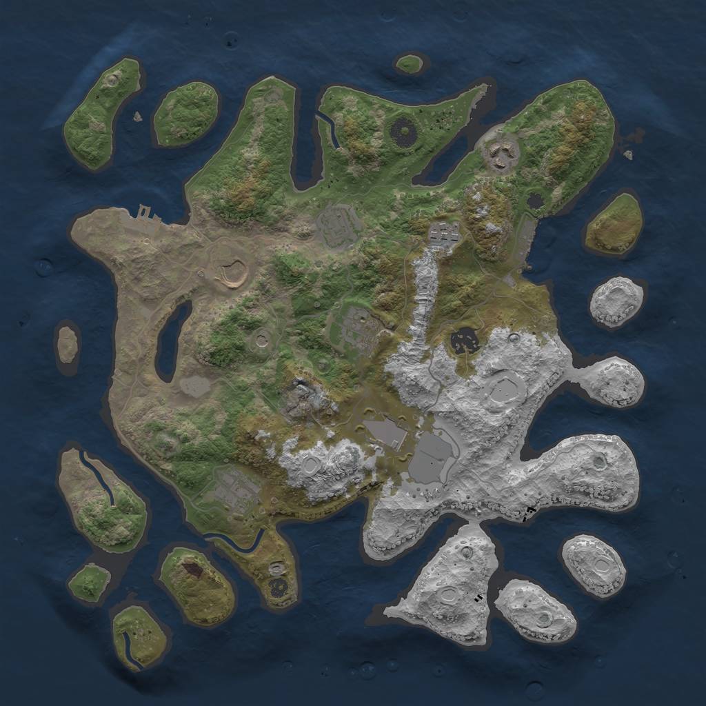 Rust Map: Procedural Map, Size: 3750, Seed: 960460956, 16 Monuments