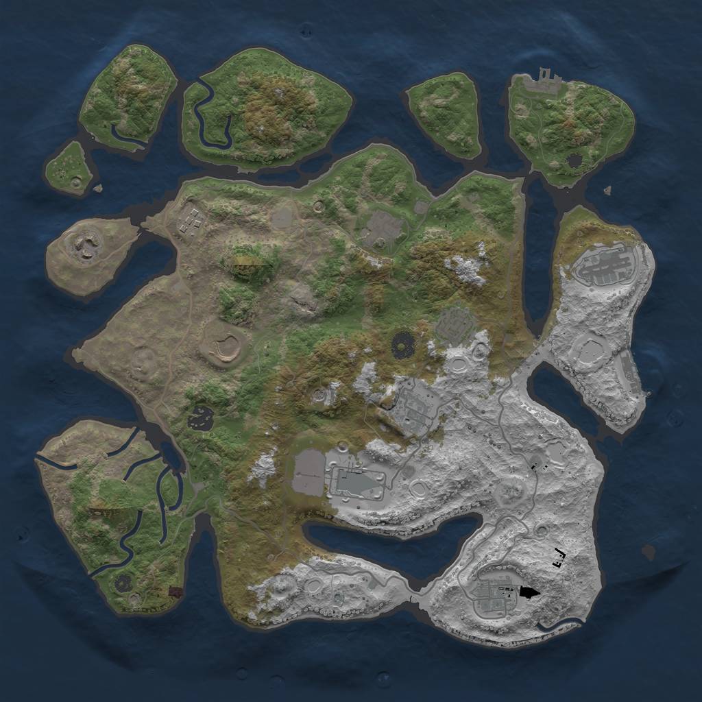 Rust Map: Procedural Map, Size: 4000, Seed: 1923866492, 18 Monuments