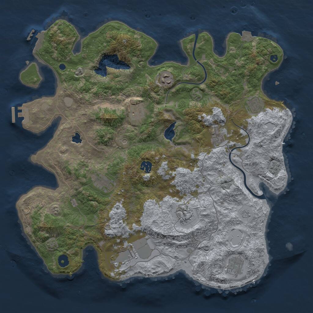 Rust Map: Procedural Map, Size: 4000, Seed: 1923866492, 16 Monuments