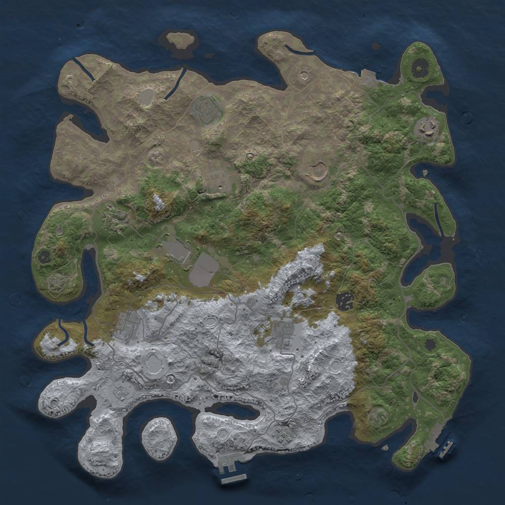Rust Map: Procedural Map, Size: 4000, Seed: 265105481, 18 Monuments