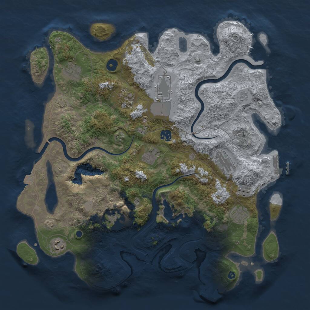 Rust Map: Procedural Map, Size: 4000, Seed: 29390463, 16 Monuments