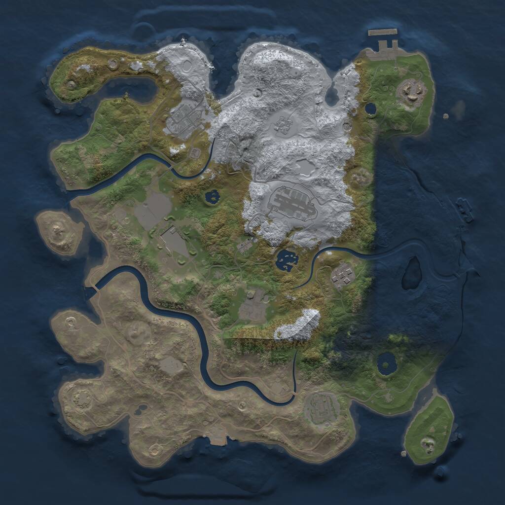 Rust Map: Procedural Map, Size: 3500, Seed: 255981477, 14 Monuments