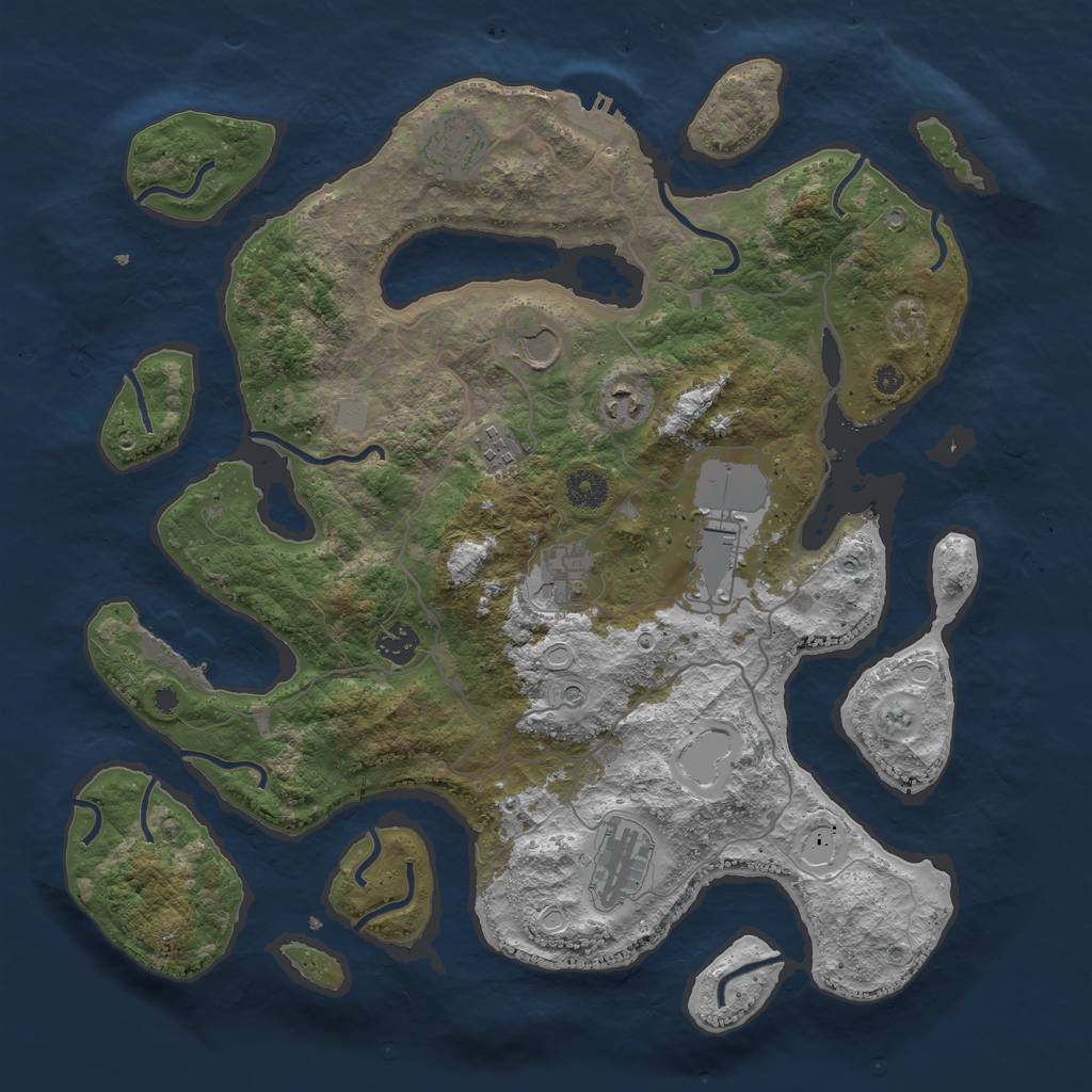 Rust Map: Procedural Map, Size: 4000, Seed: 73153679, 16 Monuments