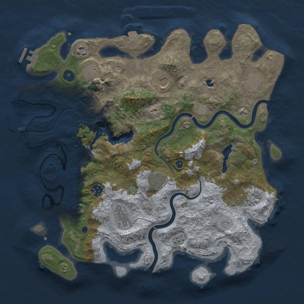 Rust Map: Procedural Map, Size: 4000, Seed: 2447322, 14 Monuments
