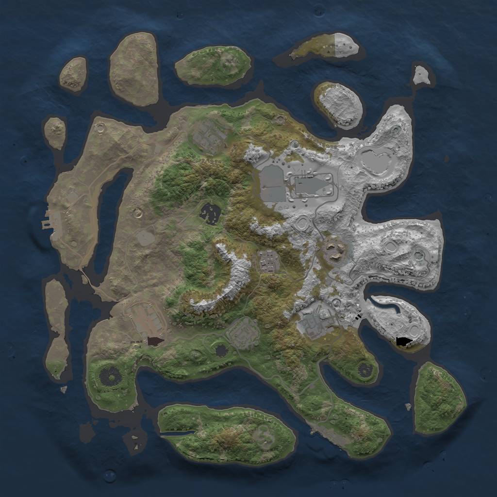 Rust Map: Procedural Map, Size: 3550, Seed: 1285215215, 16 Monuments