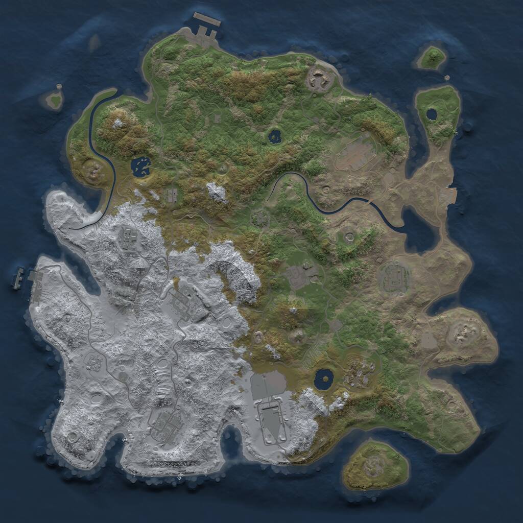 Rust Map: Procedural Map, Size: 3800, Seed: 2065103019, 16 Monuments