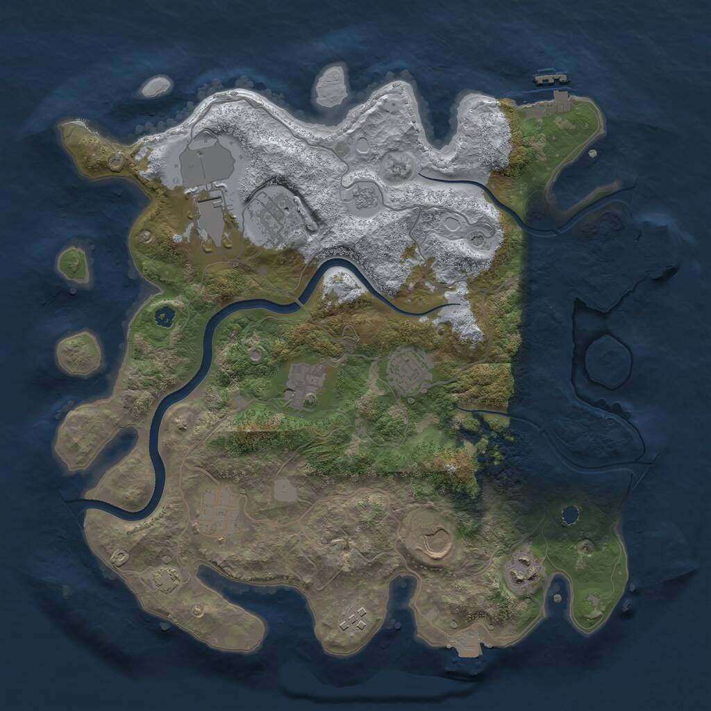 Rust Map: Procedural Map, Size: 3500, Seed: 2029827751, 14 Monuments