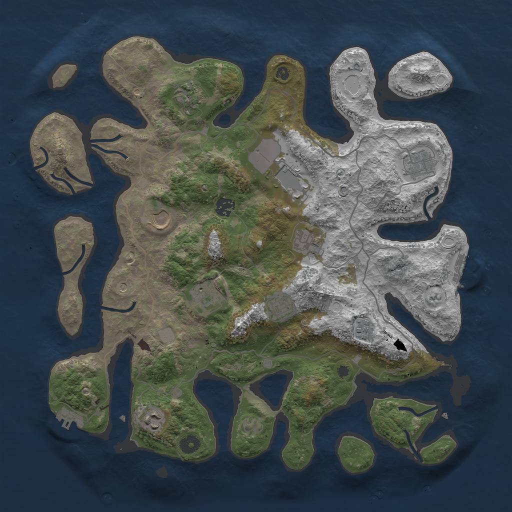 Rust Map: Procedural Map, Size: 4000, Seed: 53700, 18 Monuments