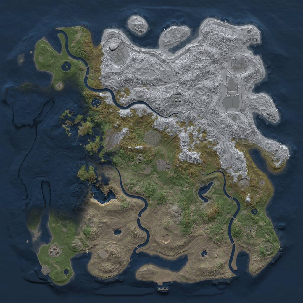 Rust Map: Procedural Map, Size: 4700, Seed: 121315421, 17 Monuments