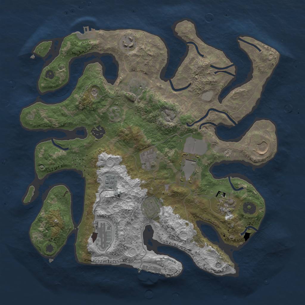 Rust Map: Procedural Map, Size: 3500, Seed: 932388, 18 Monuments