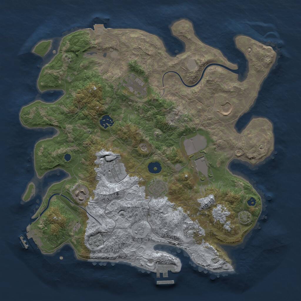 Rust Map: Procedural Map, Size: 3500, Seed: 932388, 15 Monuments