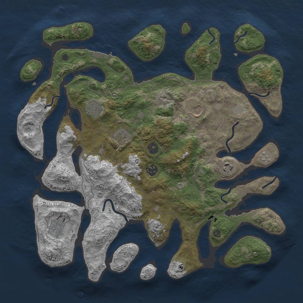 Rust Map: Procedural Map, Size: 4000, Seed: 1886803721, 14 Monuments