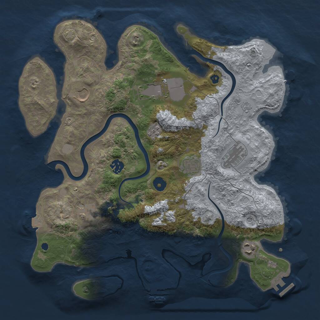 Rust Map: Procedural Map, Size: 3600, Seed: 374672091, 14 Monuments