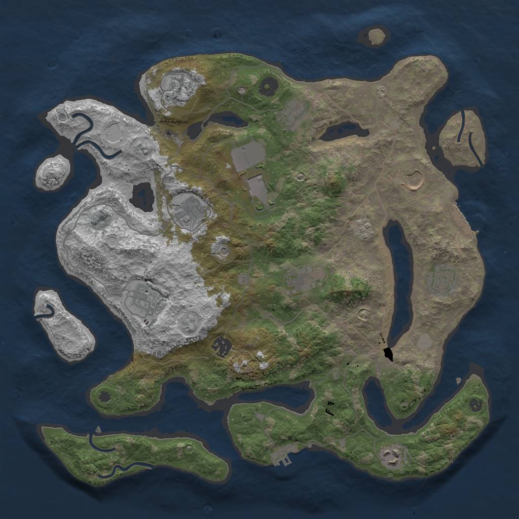 Rust Map: Procedural Map, Size: 4016, Seed: 1441133105, 19 Monuments