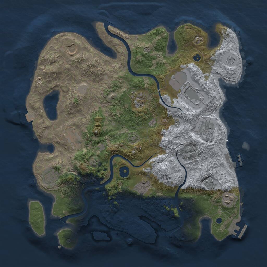 Rust Map: Procedural Map, Size: 3700, Seed: 1446483892, 15 Monuments