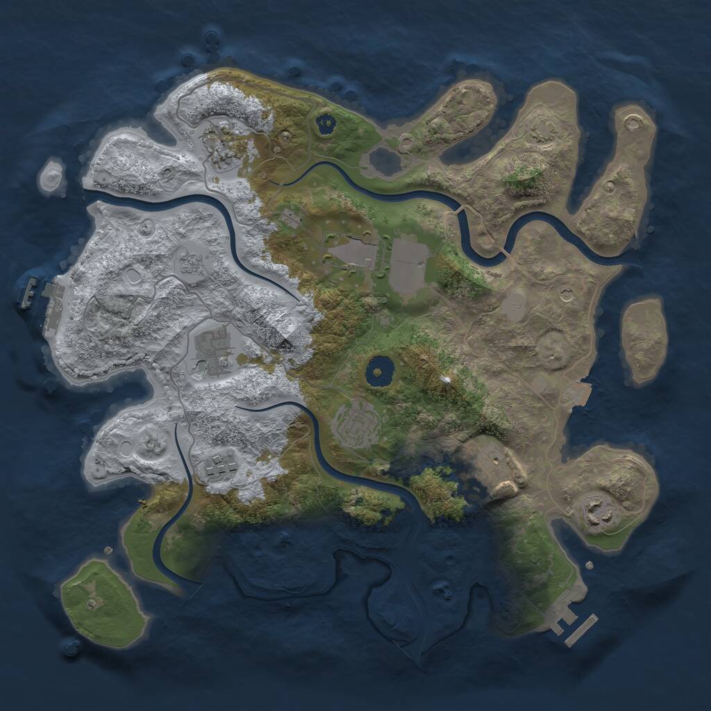 Rust Map: Procedural Map, Size: 3500, Seed: 298371264, 13 Monuments
