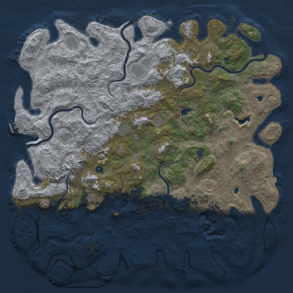 Rust Map: Procedural Map, Size: 6000, Seed: 60157348, 17 Monuments