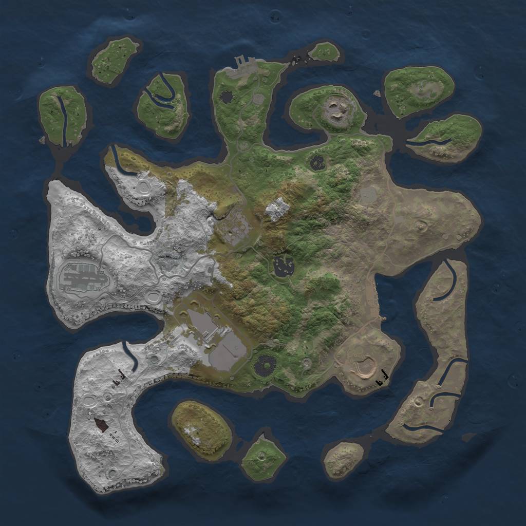 Rust Map: Procedural Map, Size: 3600, Seed: 1509865669, 13 Monuments