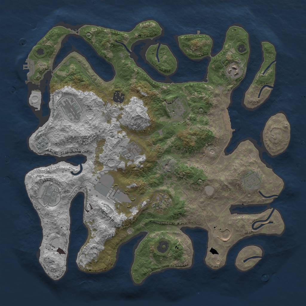 Rust Map: Procedural Map, Size: 3850, Seed: 323223739, 19 Monuments