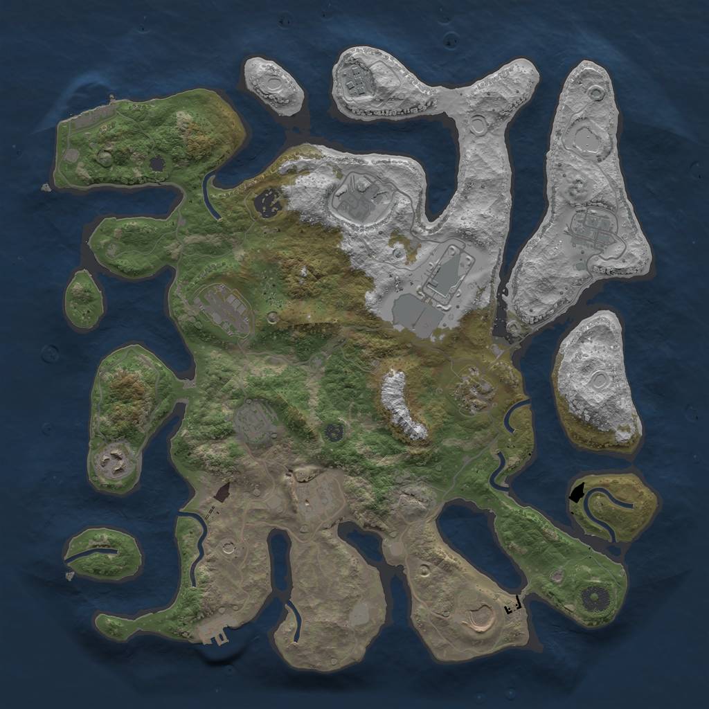 Rust Map: Procedural Map, Size: 3850, Seed: 727220519, 19 Monuments