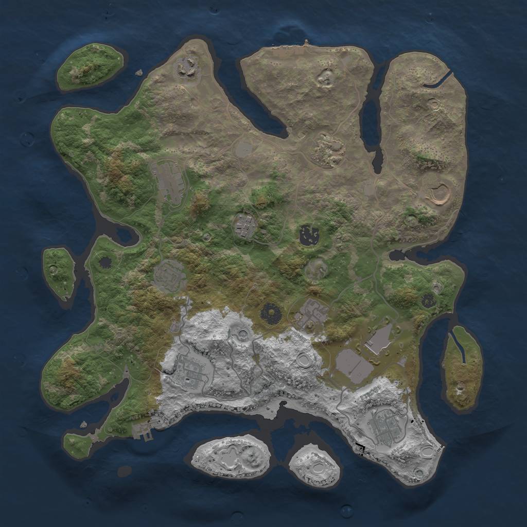 Rust Map: Procedural Map, Size: 3750, Seed: 86846795, 19 Monuments