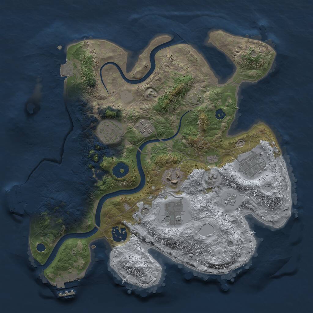 Rust Map: Procedural Map, Size: 3000, Seed: 1919994396, 12 Monuments