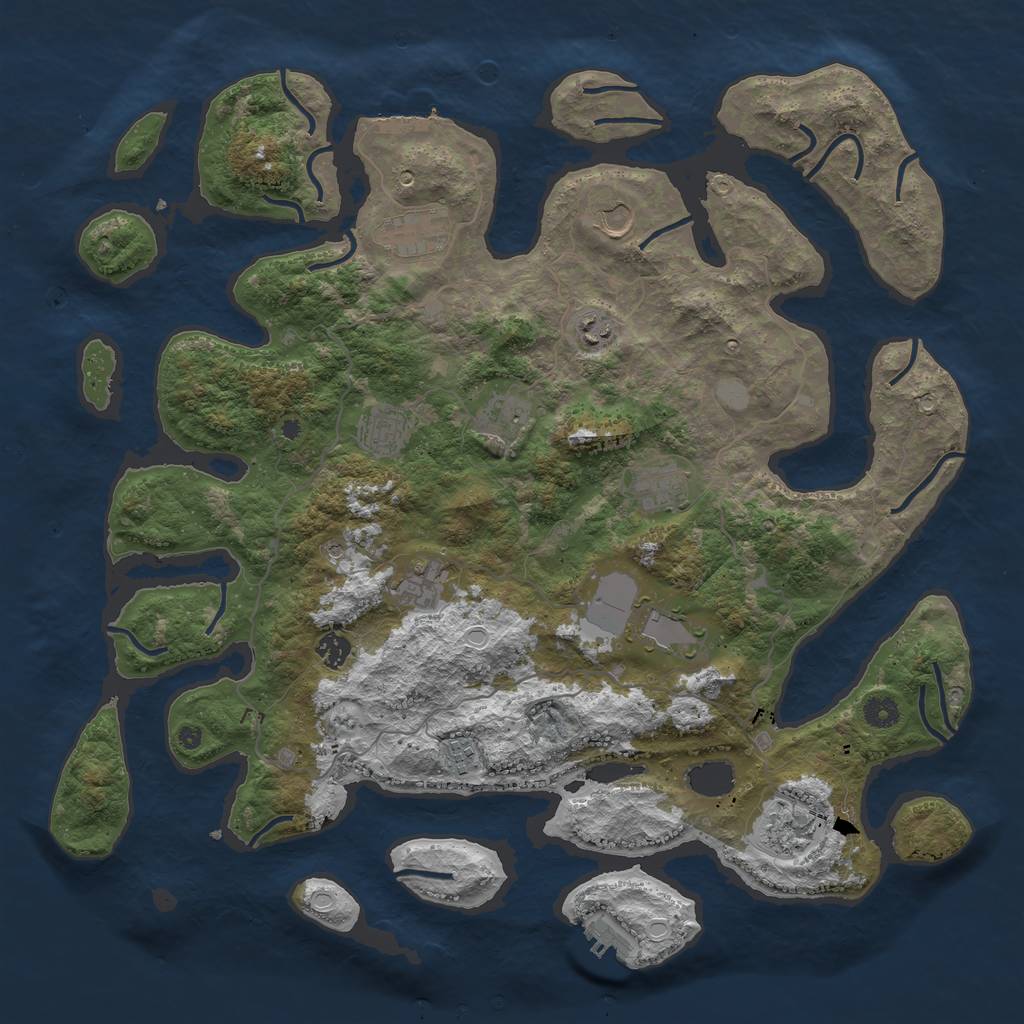 Rust Map: Procedural Map, Size: 4500, Seed: 814391035, 19 Monuments