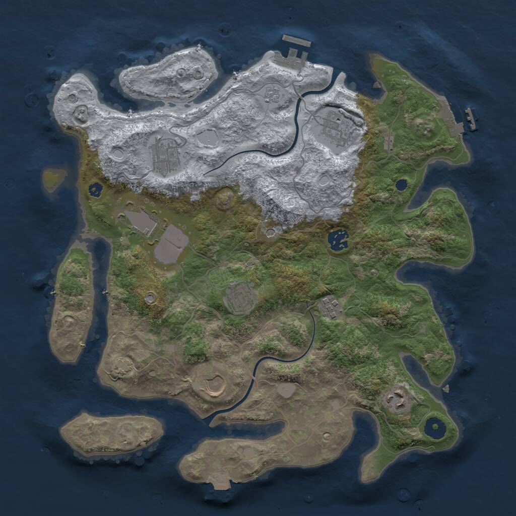 Rust Map: Procedural Map, Size: 3600, Seed: 1189193291, 14 Monuments
