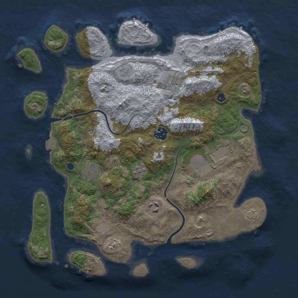 Rust Map: Procedural Map, Size: 3500, Seed: 355000355, 10 Monuments