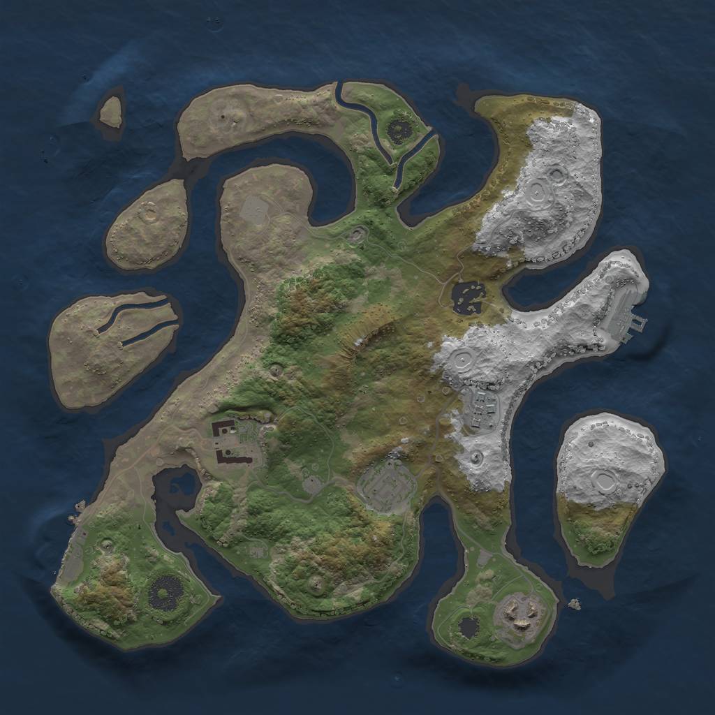 Rust Map: Procedural Map, Size: 3000, Seed: 1243209, 12 Monuments