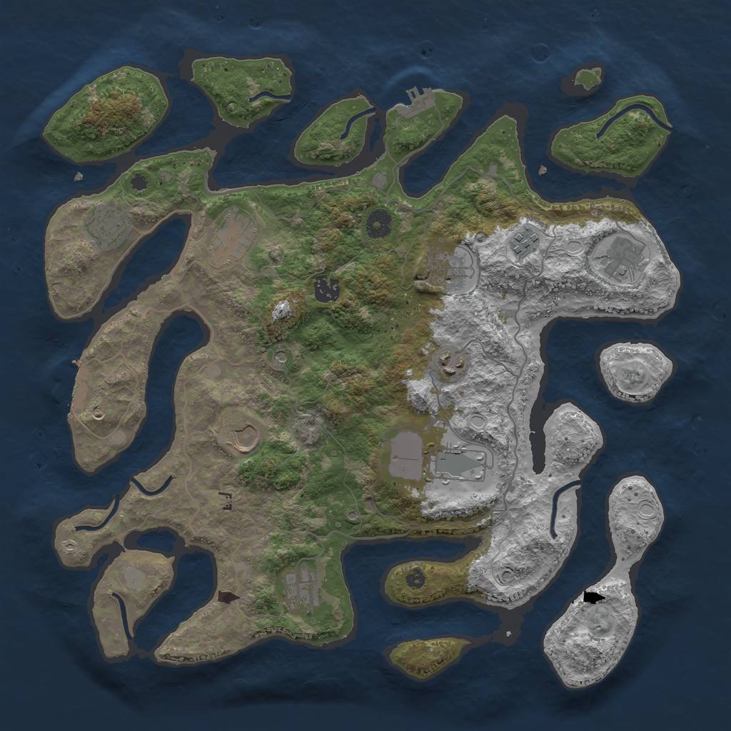 Rust Map: Procedural Map, Size: 4000, Seed: 54463075, 18 Monuments