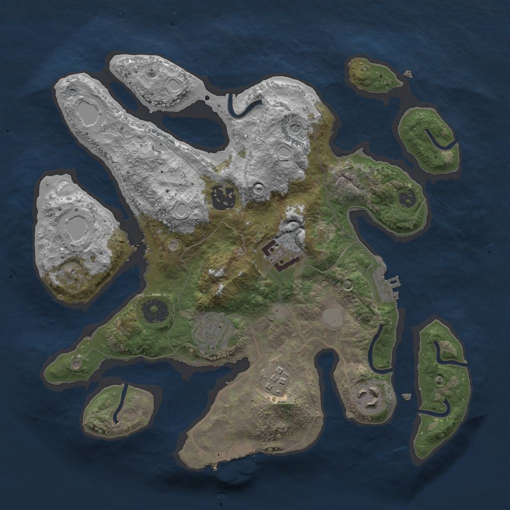 Rust Map: Procedural Map, Size: 3000, Seed: 50164101, 13 Monuments