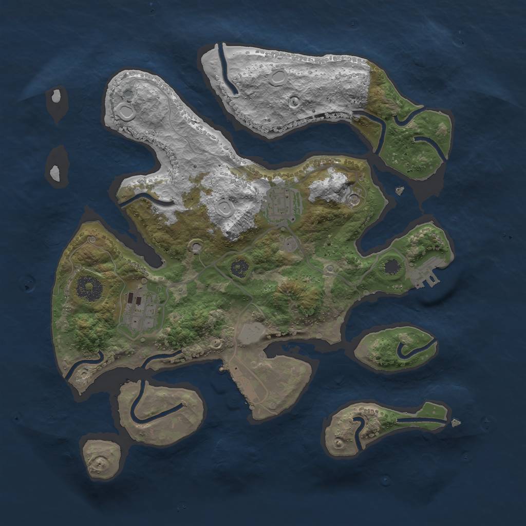 Rust Map: Procedural Map, Size: 3000, Seed: 218351268, 10 Monuments