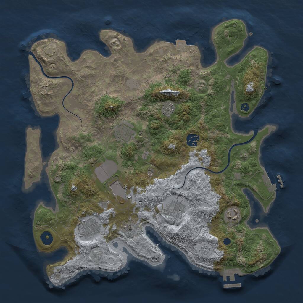 Rust Map: Procedural Map, Size: 3500, Seed: 147836330, 13 Monuments