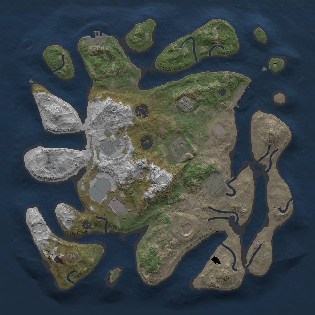 Rust Map: Procedural Map, Size: 3500, Seed: 1174022904, 15 Monuments