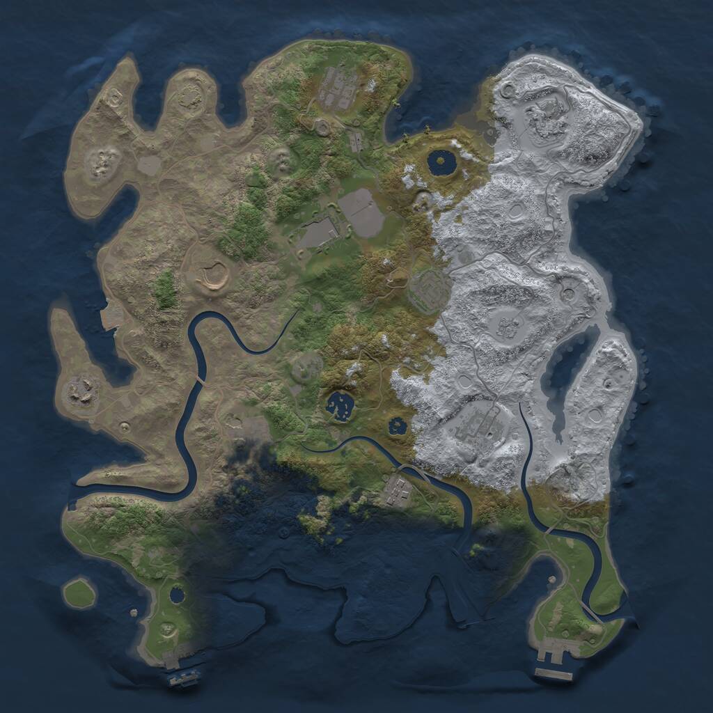 Rust Map: Procedural Map, Size: 3850, Seed: 2000541284, 16 Monuments