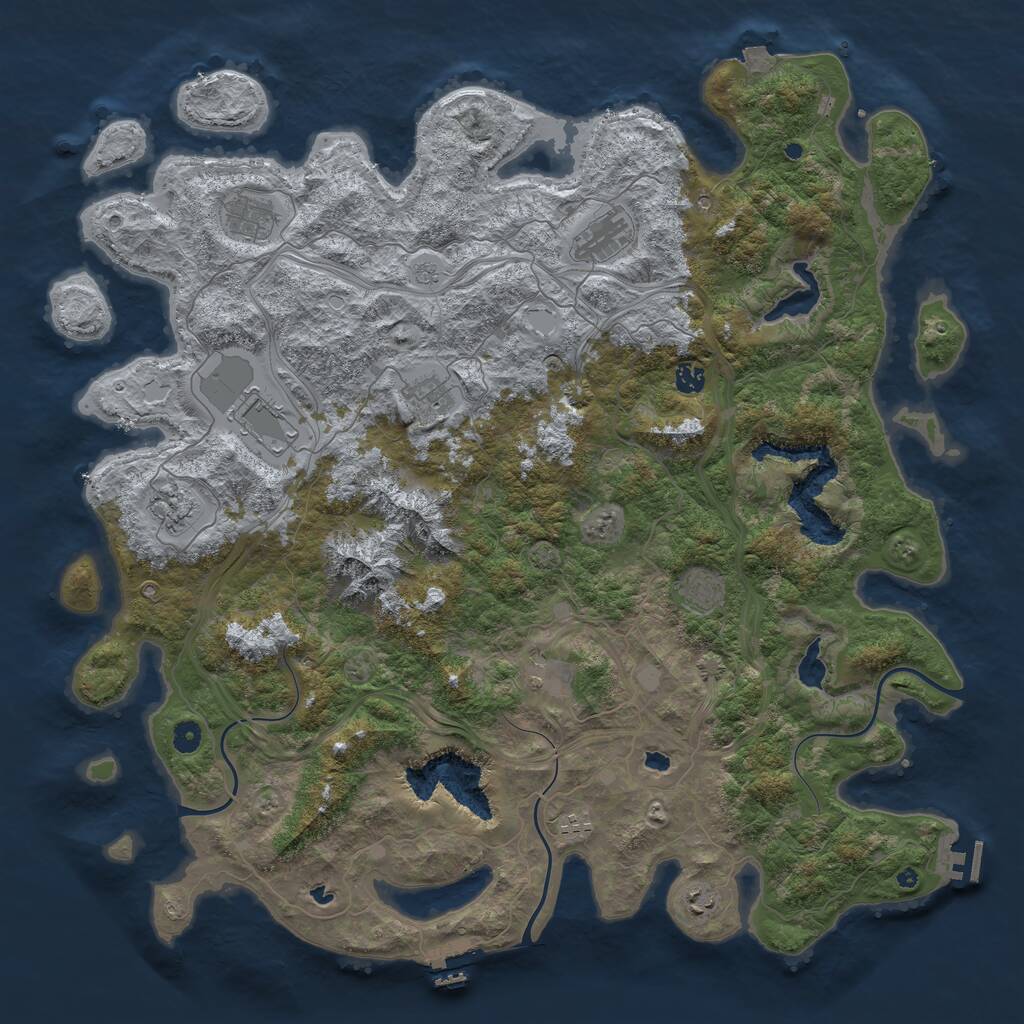 Rust Map: Procedural Map, Size: 5000, Seed: 69696968, 16 Monuments