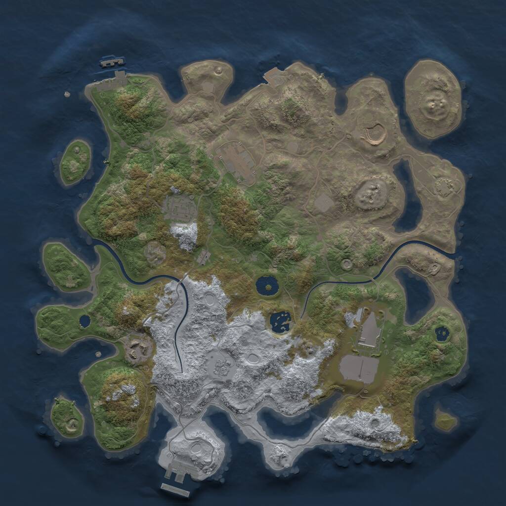 Rust Map: Procedural Map, Size: 3500, Seed: 632383312, 11 Monuments