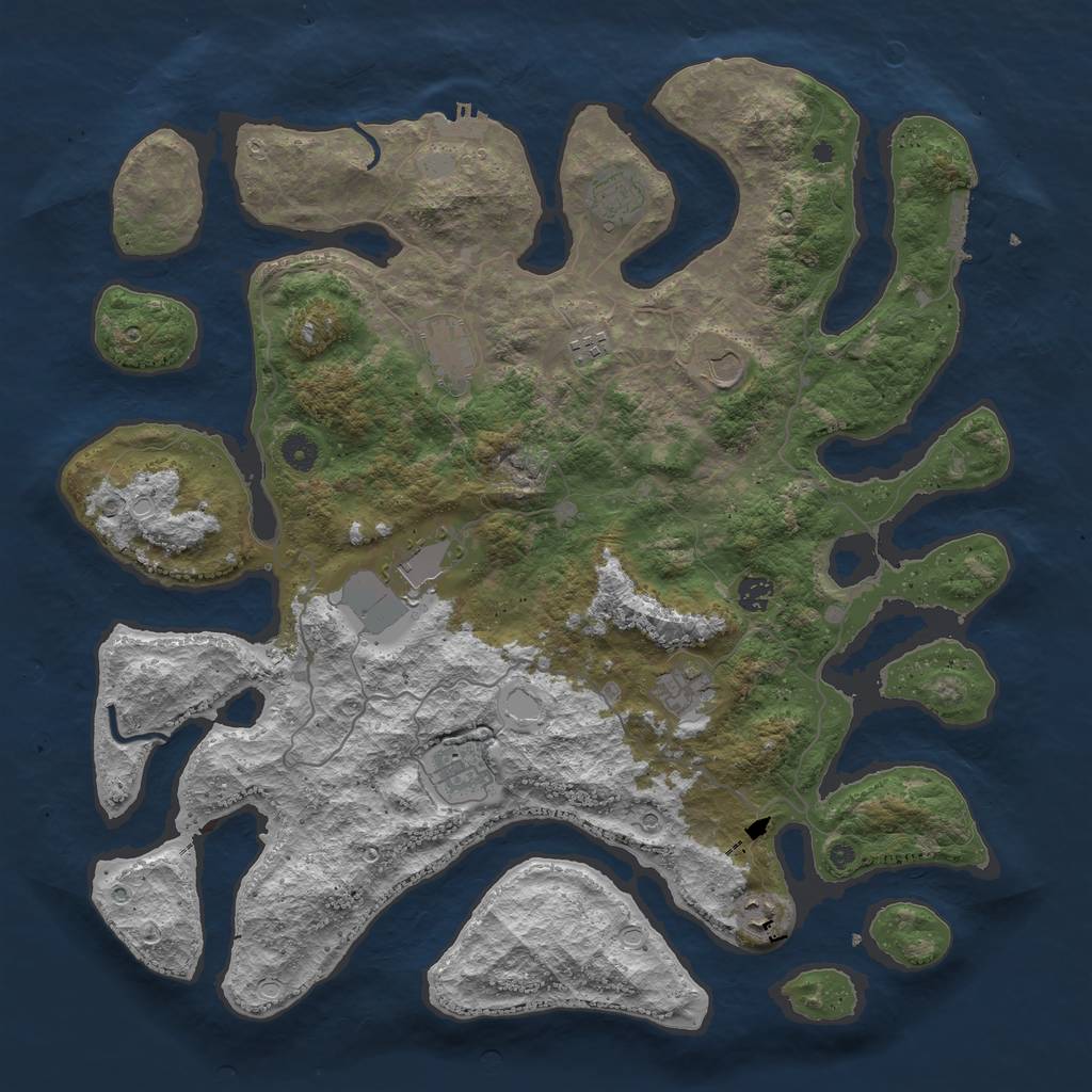 Rust Map: Procedural Map, Size: 4500, Seed: 33, 17 Monuments