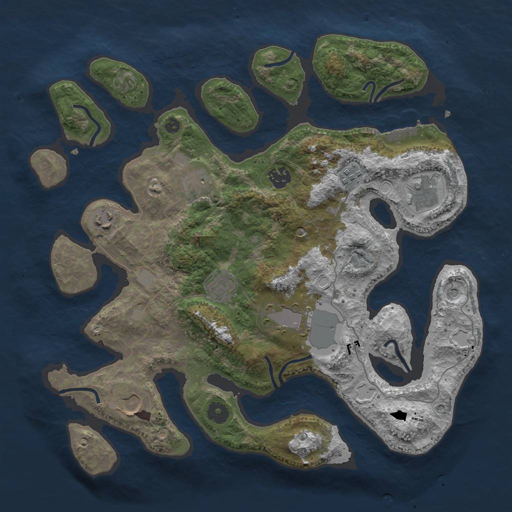 Rust Map: Procedural Map, Size: 3600, Seed: 3154860, 15 Monuments