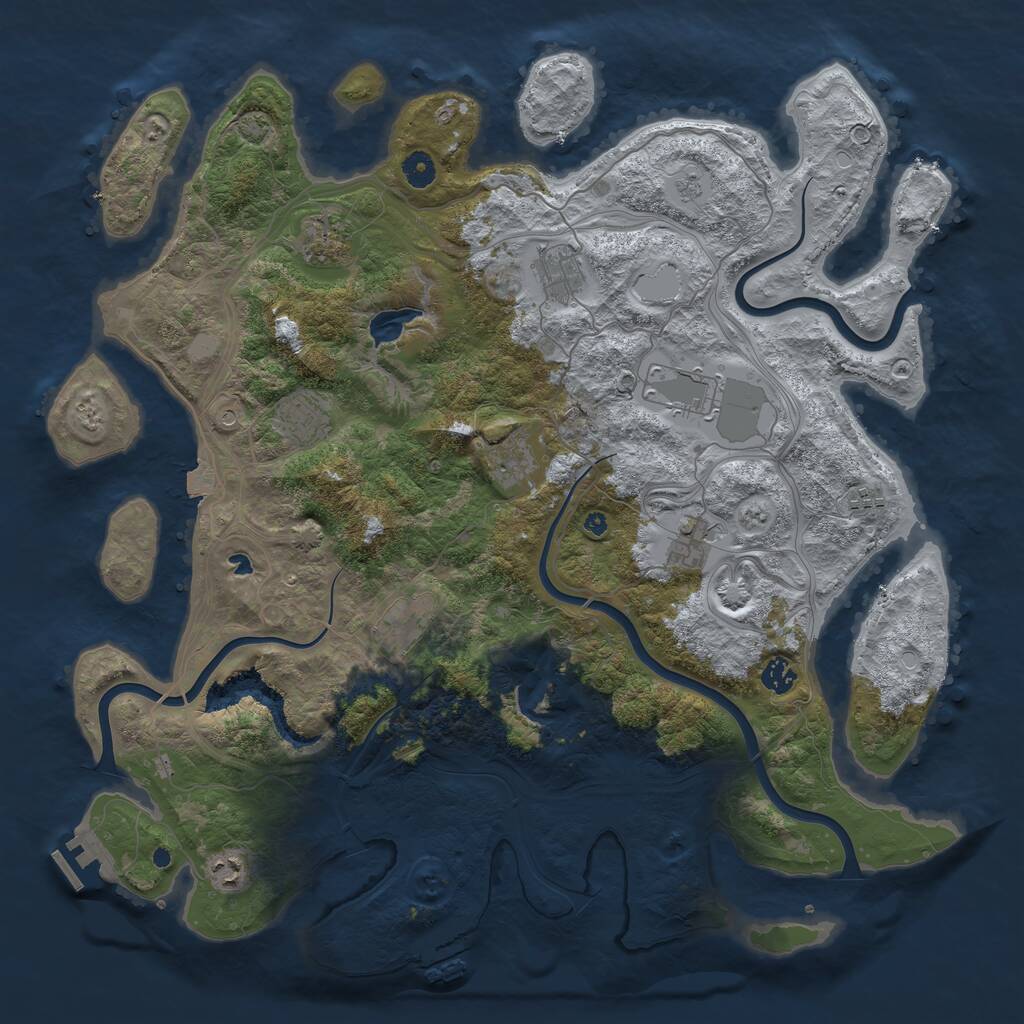 Rust Map: Procedural Map, Size: 4500, Seed: 9615407, 16 Monuments