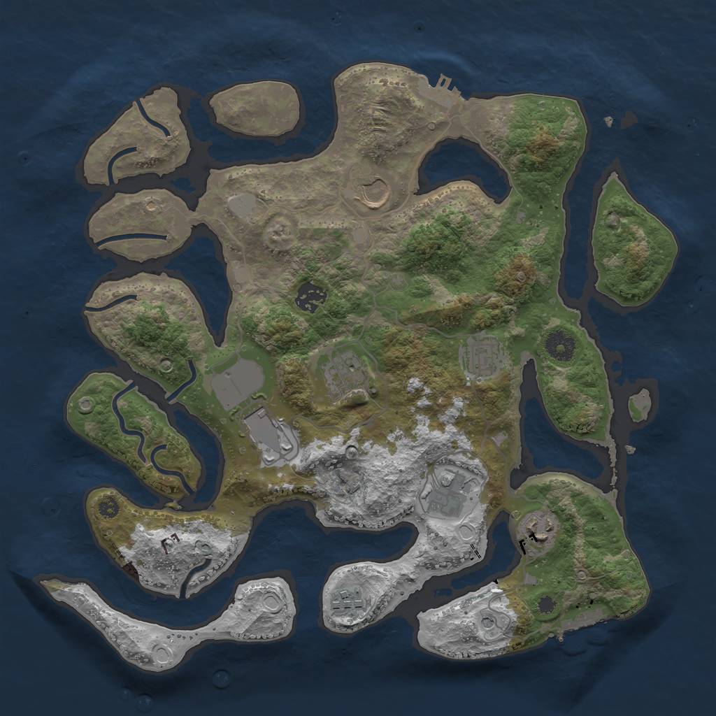 Rust Map: Procedural Map, Size: 3599, Seed: 993459, 16 Monuments