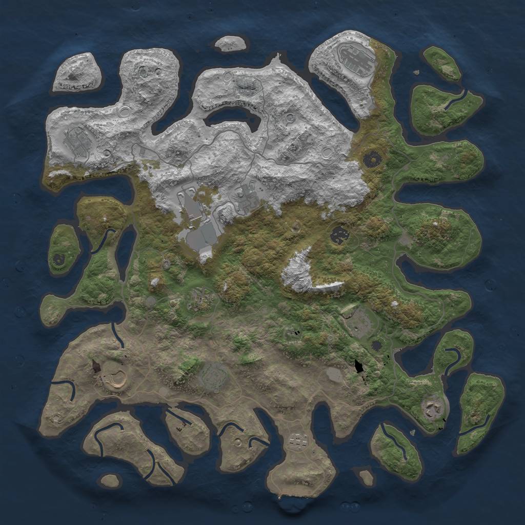 Rust Map: Procedural Map, Size: 4500, Seed: 363792213, 18 Monuments