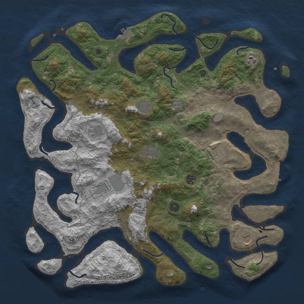 Rust Map: Procedural Map, Size: 4700, Seed: 81349075, 18 Monuments