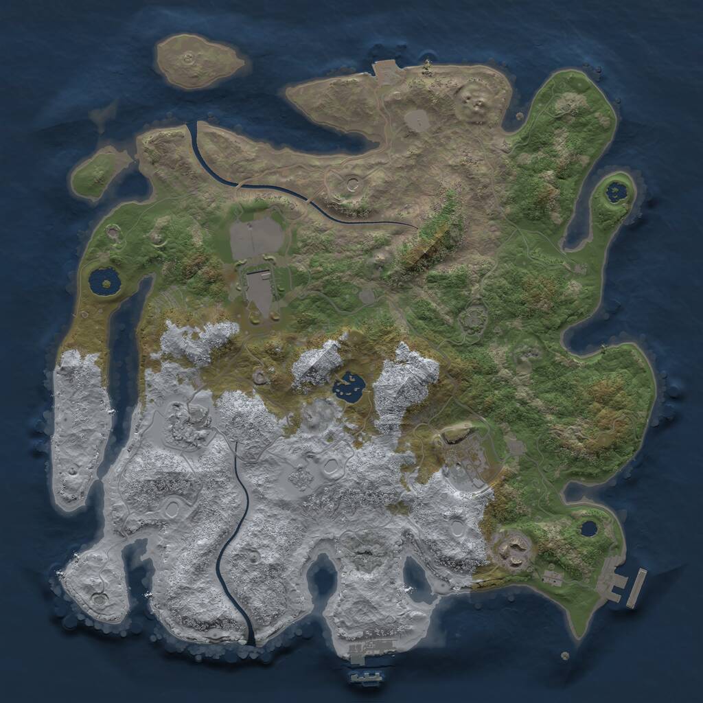Rust Map: Procedural Map, Size: 3500, Seed: 256659570, 11 Monuments