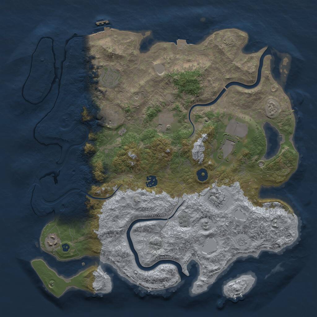 Rust Map: Procedural Map, Size: 3950, Seed: 1226085071, 13 Monuments