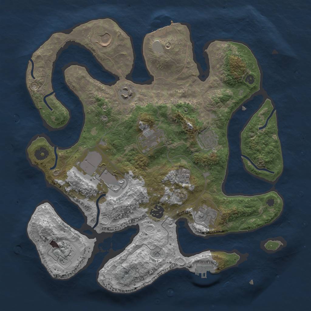 Rust Map: Procedural Map, Size: 3500, Seed: 13610316, 17 Monuments