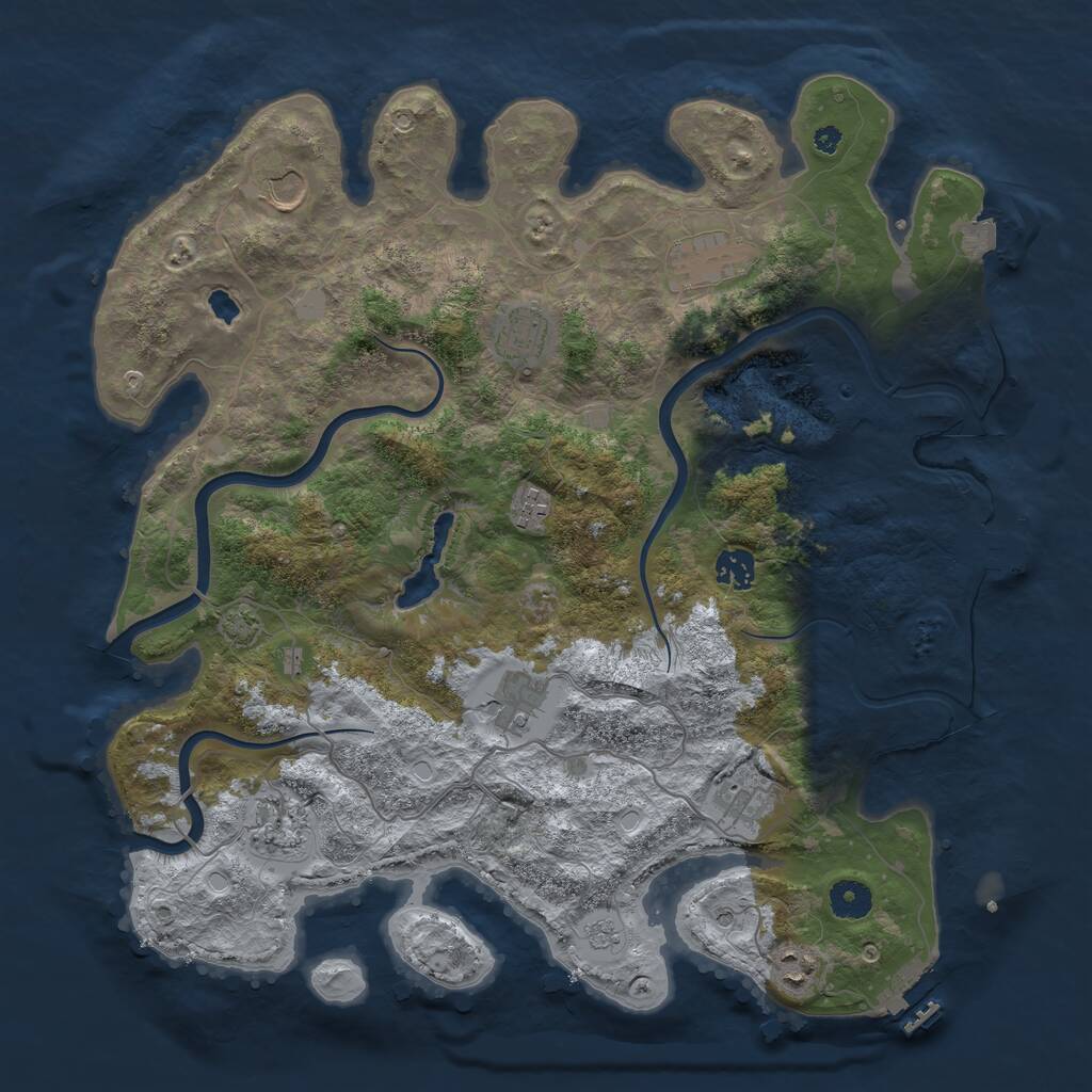Rust Map: Procedural Map, Size: 4000, Seed: 2105651832, 15 Monuments