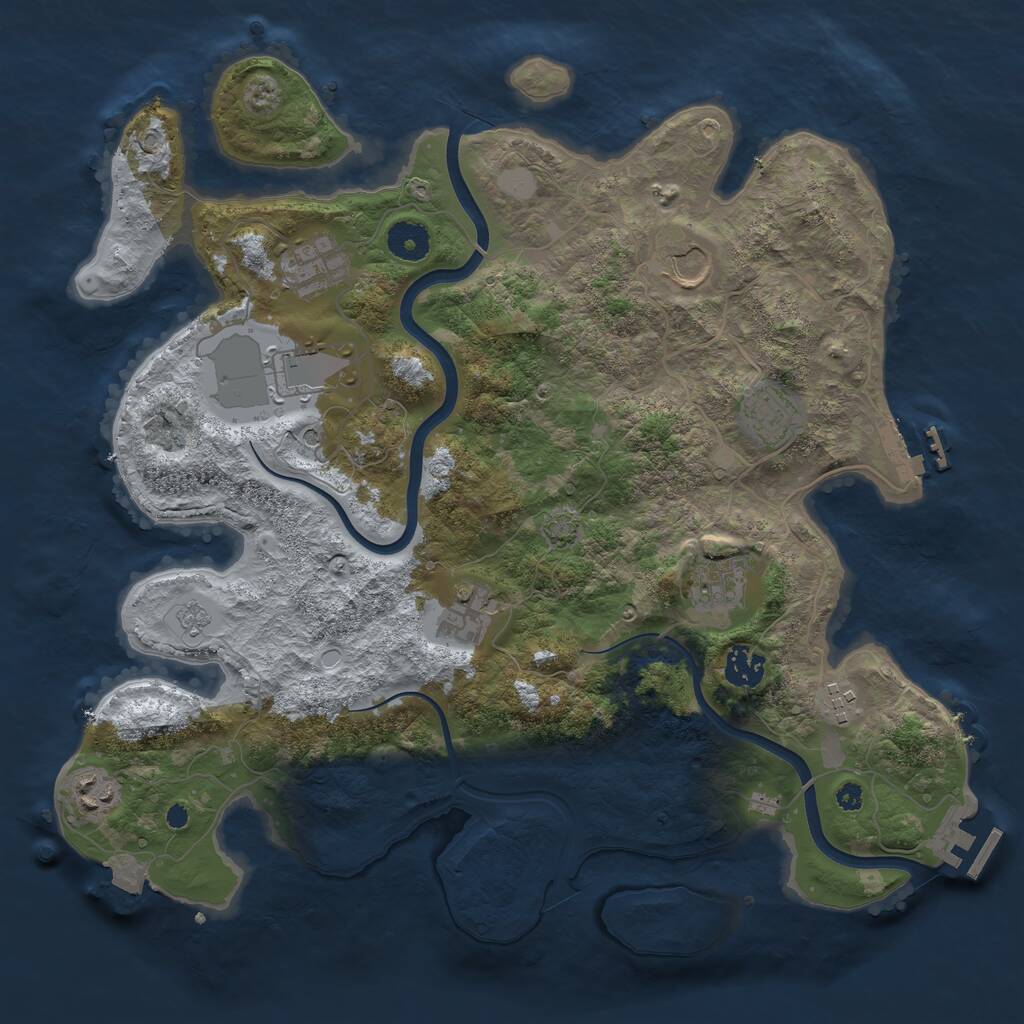 Rust Map: Procedural Map, Size: 3750, Seed: 684651, 15 Monuments