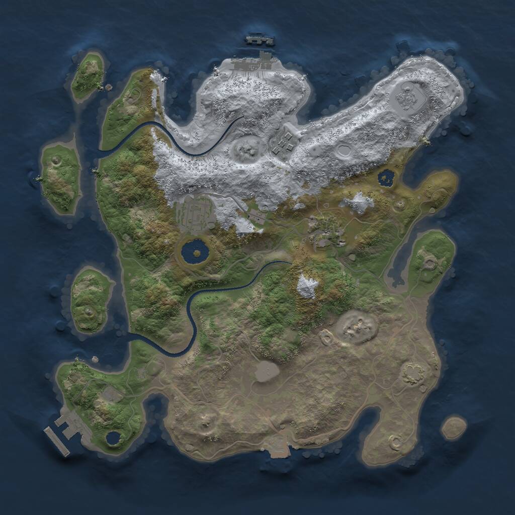 Rust Map: Procedural Map, Size: 3000, Seed: 354096, 8 Monuments